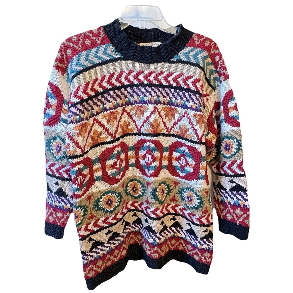 Vintage Hunters Run Heavy Knit Southwest  Sweater Size Small Western Thick Ski